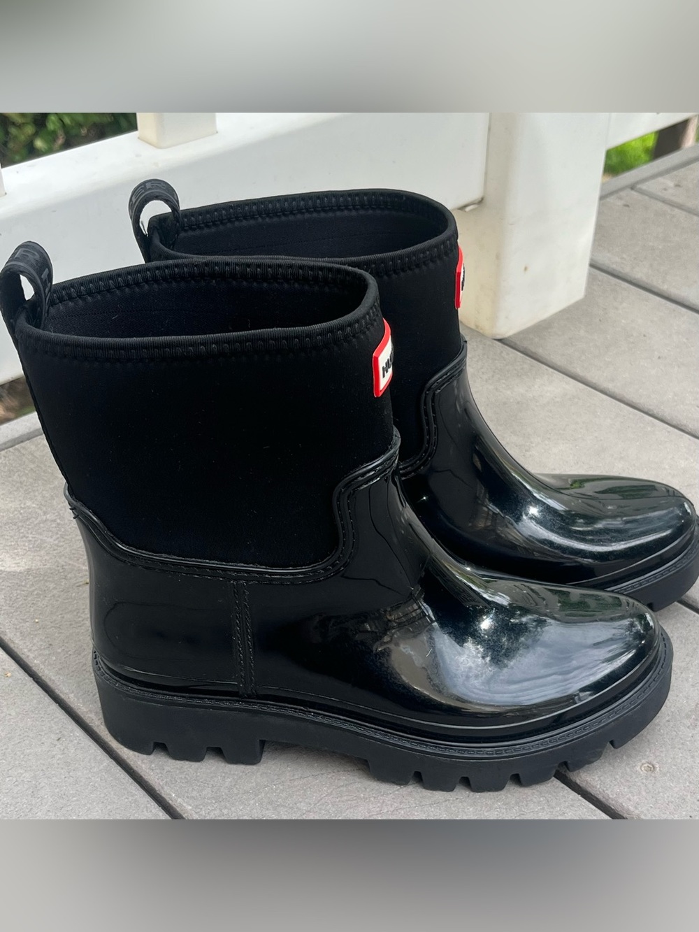 Hunter Play Short Rain Boots Gloss Black Womens 7 NWOT - Picture 4 of 11